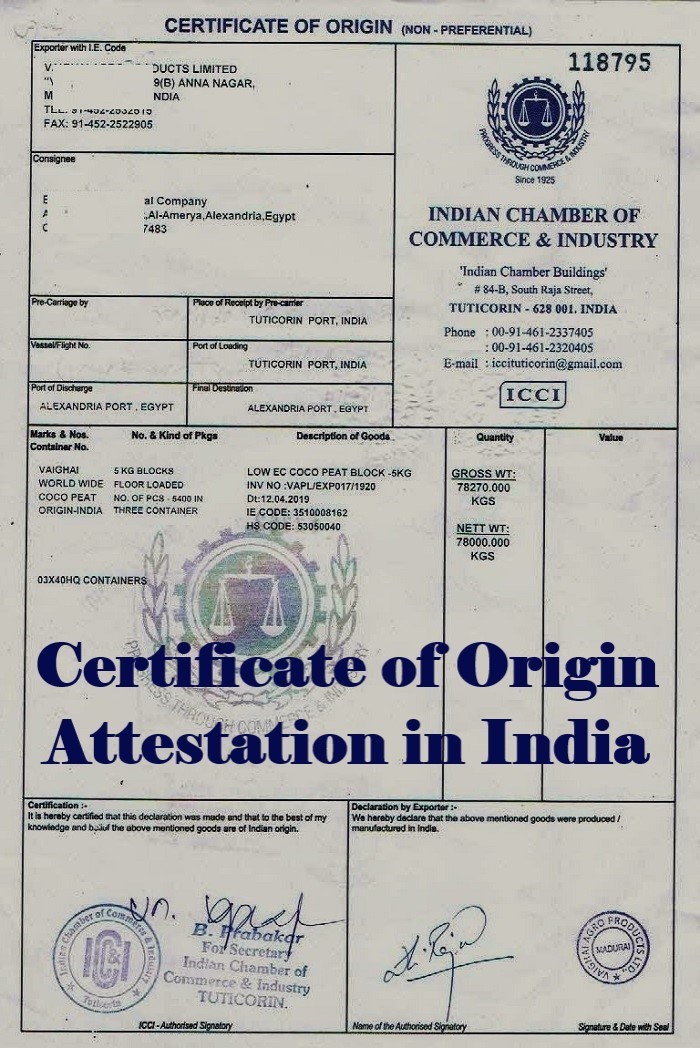 Certificate of Origin Attestation from Maldives Embassy in India