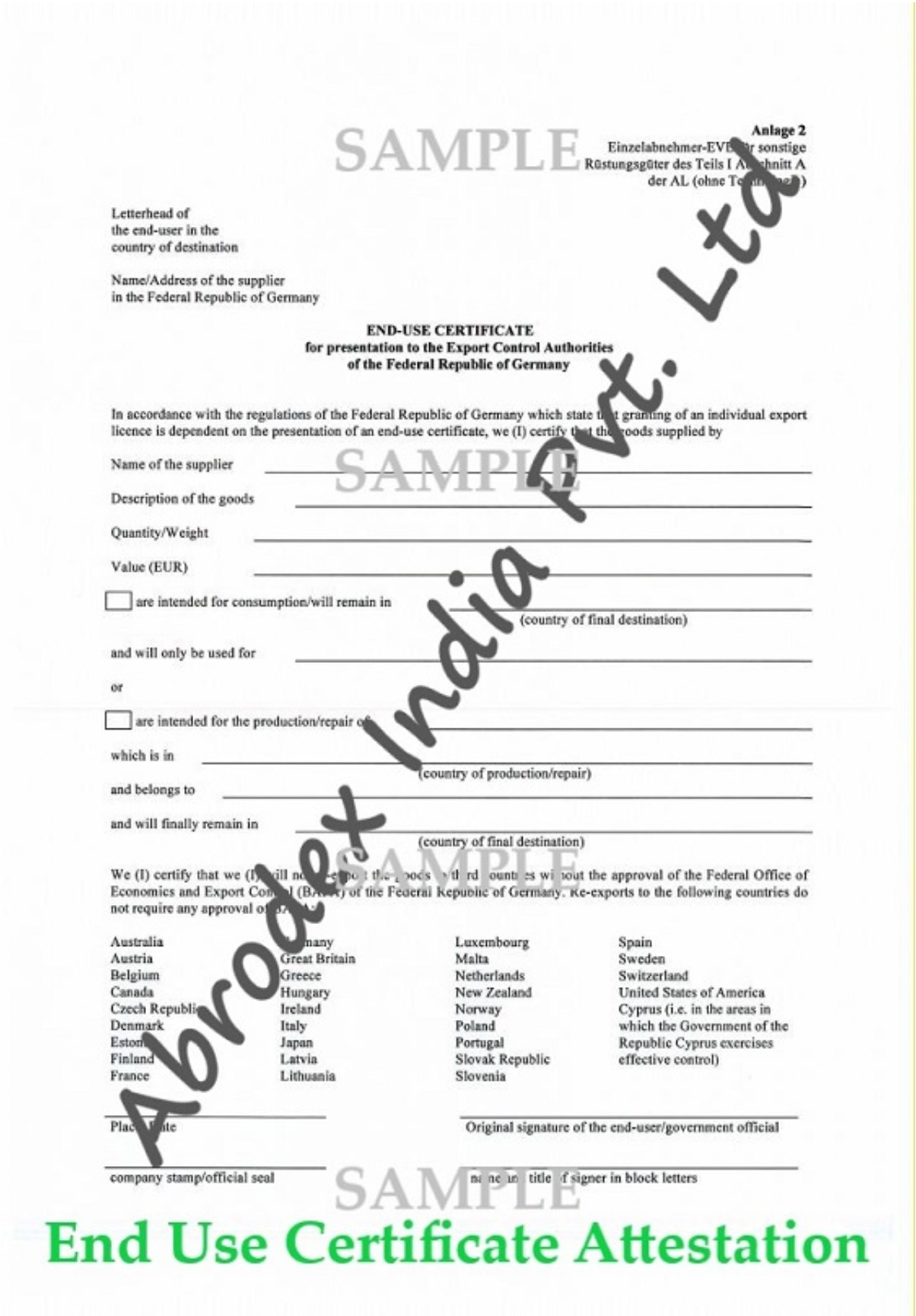 End User Certificate Attestation by Afghanistan Embassy in India